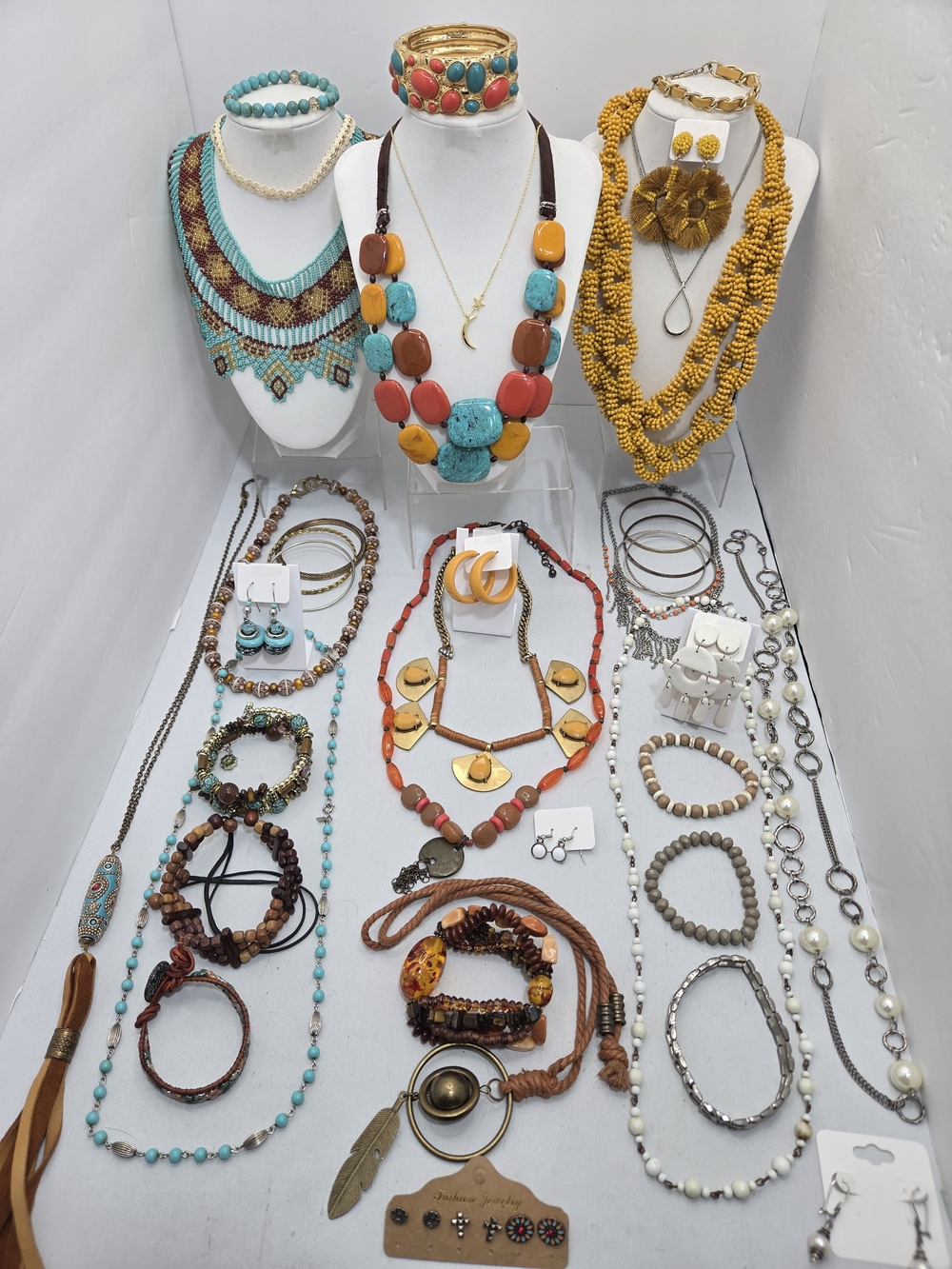 HUGE ​34pc Vintage & Modern Jewelry Lot CHICO'S J CREW S COV Necklaces Earrings